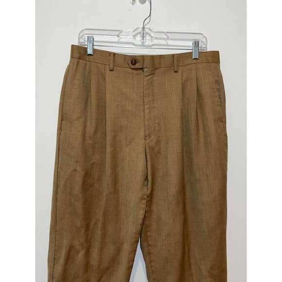 Lauren Ralph Lauren Brown  Outdoor Wool Pleated Dress Pants Men's Size 34 X 32 - Picture 2 of 8